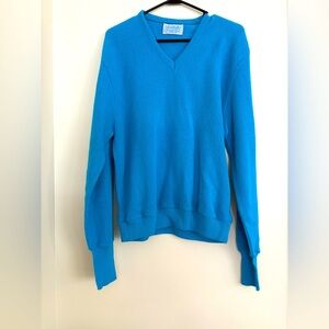 Arnold Palmer Vintage V-neck Grandpa Golf Sweater Blue Signature Collection L